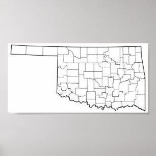 Affiches Carte vide d'ensemble des comtés de l'Oklahoma