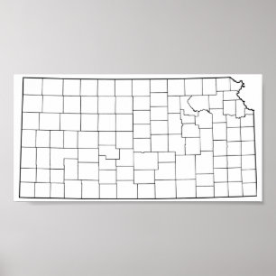 Affiches Carte vide d'ensemble des comtés du Kansas