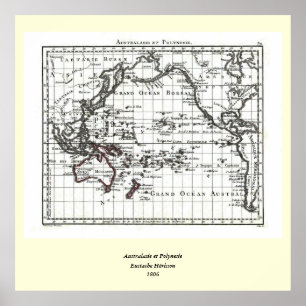 Affiches Carte vintage 1806 - Australasie et Polynésie