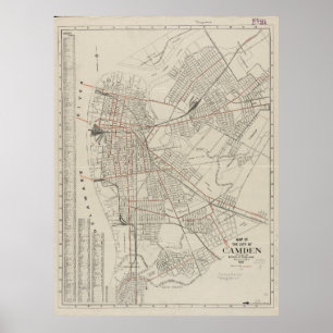 Affiches Carte vintage de Camden NJ (1921)