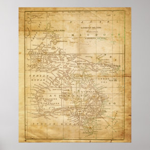 Affiches Carte vintage de copie archivistique de