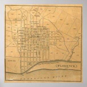 Affiches Carte vintage de Florence Alabama (1840)