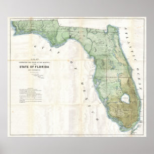 Affiches Carte vintage de Floride (1853)