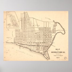 Affiches Carte vintage de Georgetown (DC de Washington)