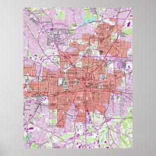 Affiches Carte vintage de Greensboro la Caroline du Nord