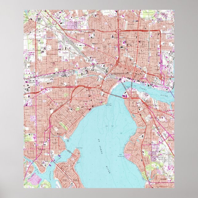 Affiches Carte vintage de Jacksonville Florida (1964) (Devant)