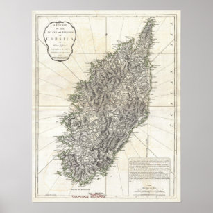 Affiches Carte vintage de la Corse (1794)