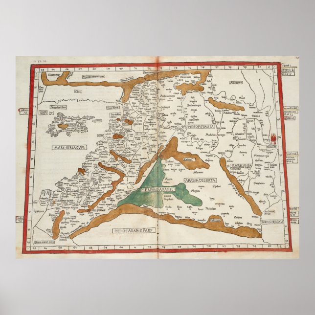 Affiches Carte vintage de la Mésopotamie (1482) (Devant)