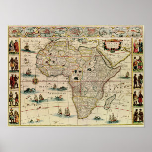 Affiches Carte vintage de l'Afrique de 1660's