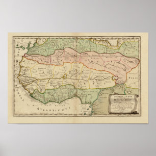 Affiches Carte vintage de l'Afrique de l'Ouest 1679