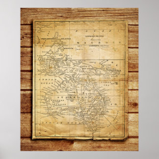 Affiches Carte vintage de l'Australasie