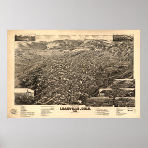 Affiches Carte vintage de Leadville CO (1882)