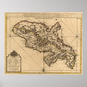 Affiches Carte vintage de l'île de la Martinique (1742) 2