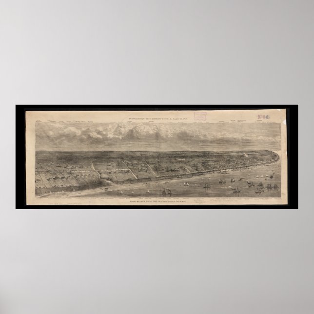 Affiches Carte vintage de Long Branch NJ (1873) (Devant)