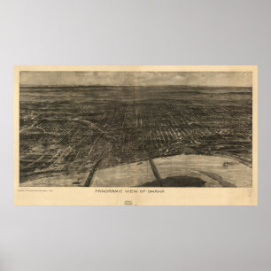 Affiches Carte vintage de Omaha Nebraska (1906)