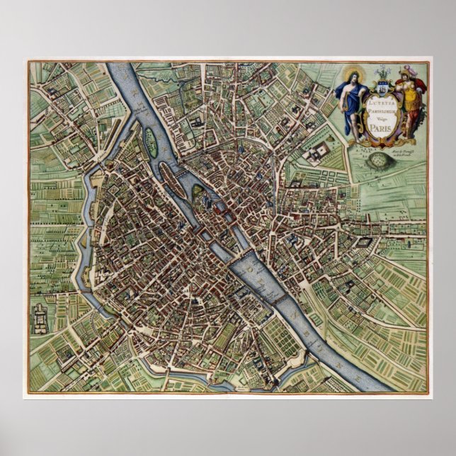 Affiches Carte vintage de Paris (Devant)