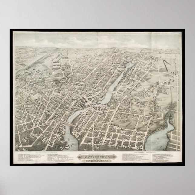 Affiches Carte vintage de Pawtucket RI (1877) (Devant)