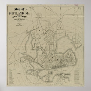 Affiches Carte vintage de Portland Maine (1902)