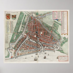Affiches Carte Vintage de Rotterdam Pays-Bas (1649) 2