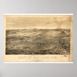 Affiches Carte vintage de San Jose, 1869
