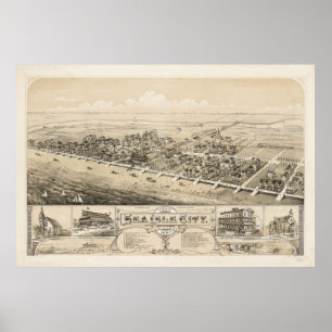 Affiches Carte vintage de Sea Isle City NJ (1885)