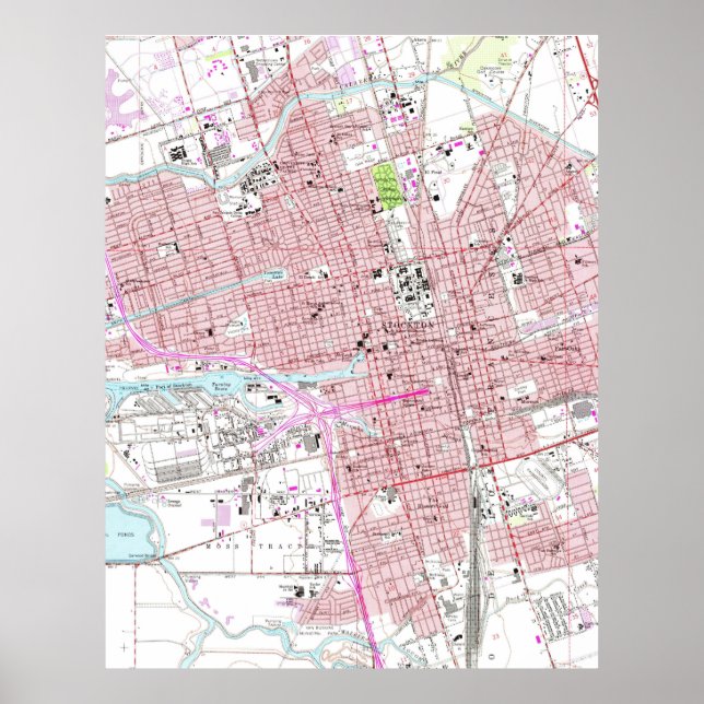 Affiches Carte vintage de Stockton California (1968) (Devant)