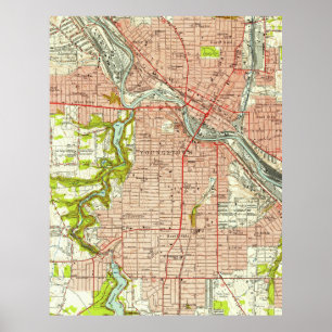 Affiches Carte vintage de Youngstown Ohio (1951)