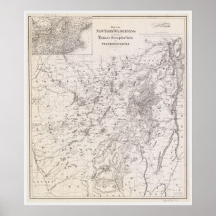 Affiches Carte vintage des Adirondacks New York