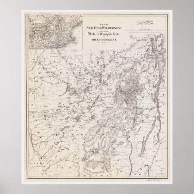 Affiches Carte vintage des Adirondacks New York (Devant)