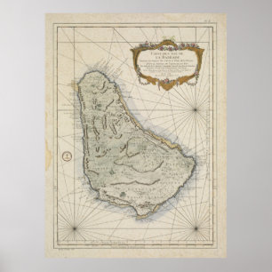 Affiches Carte vintage des Barbade (1758)