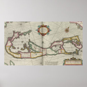 Affiches Carte vintage des Bermudes (1638)
