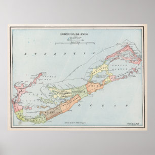 Affiches Carte vintage des Bermudes (1901)