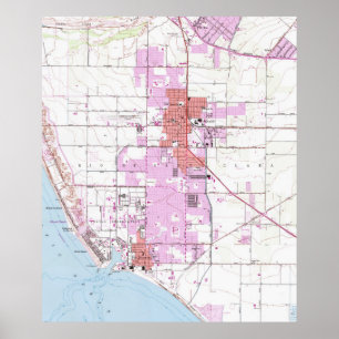 Affiches Carte vintage d'Oxnard California (1949)