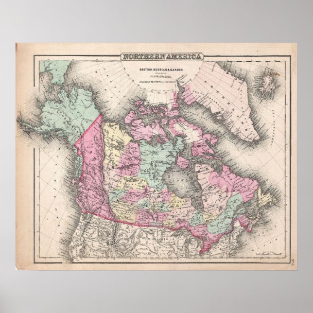 Affiches Carte vintage du Canada (1857) (Devant)