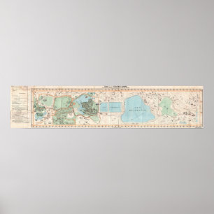 Affiches Carte vintage du Central Park (1860)
