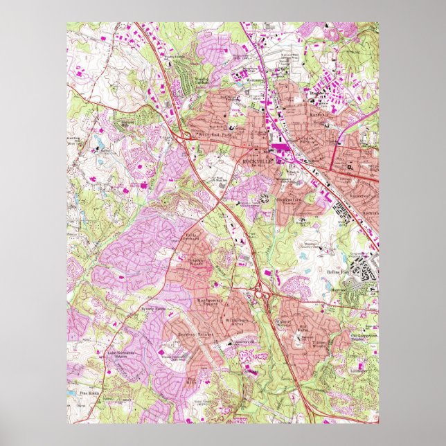 Affiches Carte vintage du Maryland de Rockville (1965) (Devant)