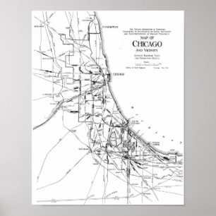 Affiches Carte vintage du réseau ferroviaire de Chicago (19