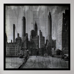 Affiches Carte vintage et photo rétro de New York City
