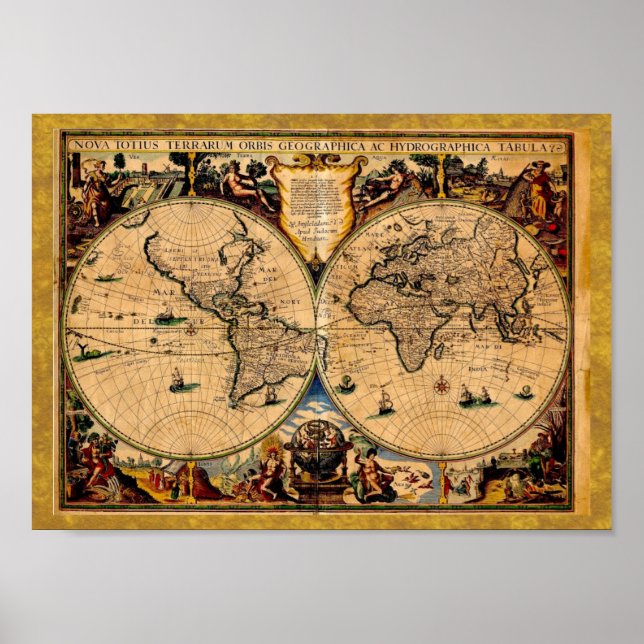 Affiches Carte vintage Nova totius terrarum 1625 (Devant)