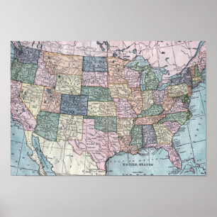 Affiches Carte vintage USA