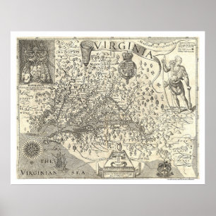 Affiches Carte Virginia John Smith 1624