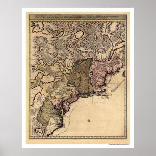 Affiches Carte Visscher de l'Amérique primitive 1717