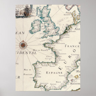 Affiches Cartes antiques de la carte mondiale de l'EuropeMa