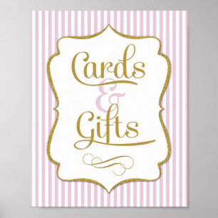 Affiches Cartes & Cadeaux Signe Pink Gold Stripe