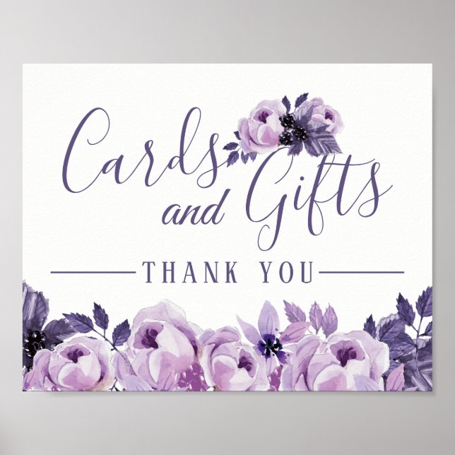 Affiches Cartes et cadeaux | Aquarelle Mariage Floral pourp (Devant)