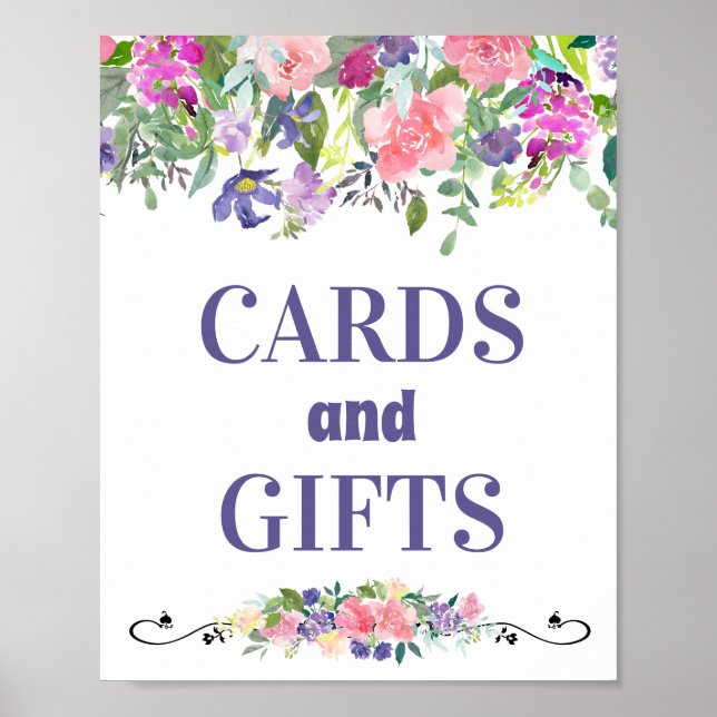 Affiches Cartes et cadeaux Aquarelle rose et florale (Devant)