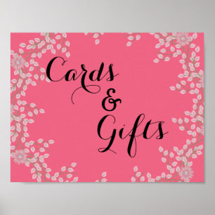 Affiches Cartes et cadeaux de mariage chic fleurs roses et