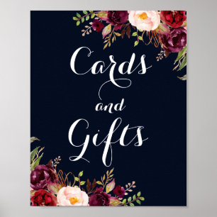 Affiches Cartes et Cadeaux Fleuris Bordeaux et Marine Maria