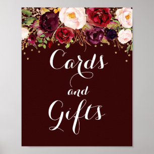 Affiches Cartes et cadeaux floraux de Bourgogne dorée Maria