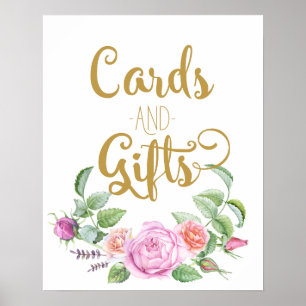 Affiches cartes et cadeaux mariage rose rose fleurie signe